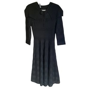 Christian Dior Black Knit Peterpan Collar Sweater Dress Size 10